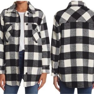 RDI Oversized Buffalo Check Shacket Heavy Flannel Pockets Women’s New White Blac